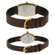 Sonata Quartz Analog Champagne Dial Leather Strap Watch for Couple - image number 3