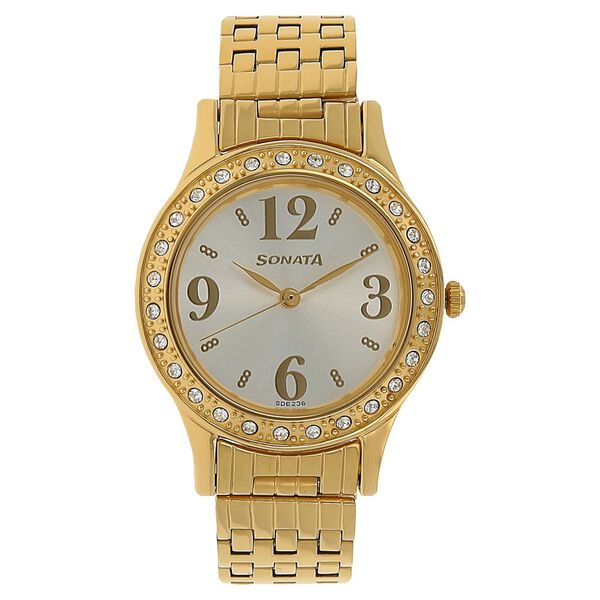 Sonata Quartz Analog Silver Dial Stainless Steel Strap Watch for Women - image number 0