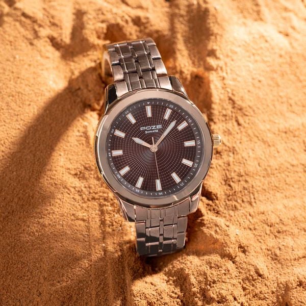 Sonata Poze Quartz Analog Brown Dial Brown Metal Strap Watch For Men - image number 0