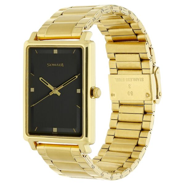 Sonata Quartz Analog Anthracite Dial Stainless Steel Strap Watch for Men - image number 2