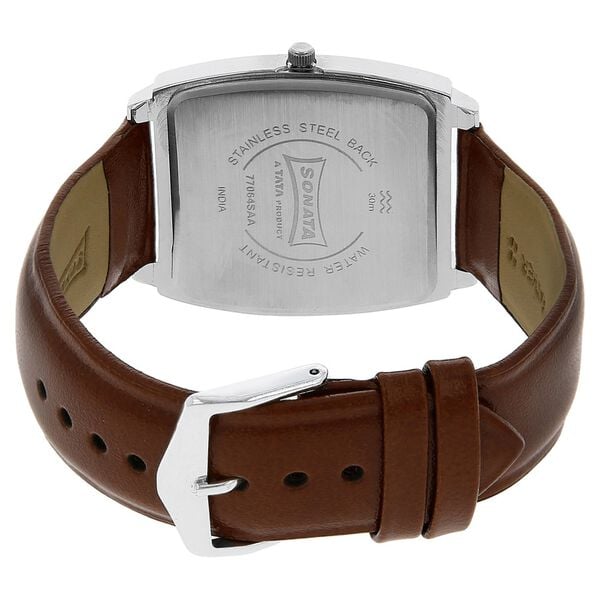 Sonata Quartz Analog Black Dial Leather Strap Watch for Men - image number 3