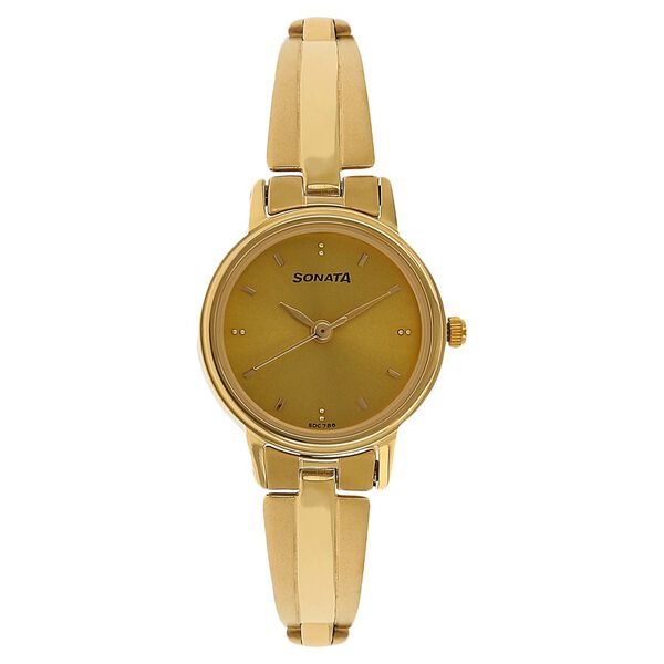 Sonata Quartz Analog Champagne Dial Stainless Steel Strap Watch for Women - image number 0