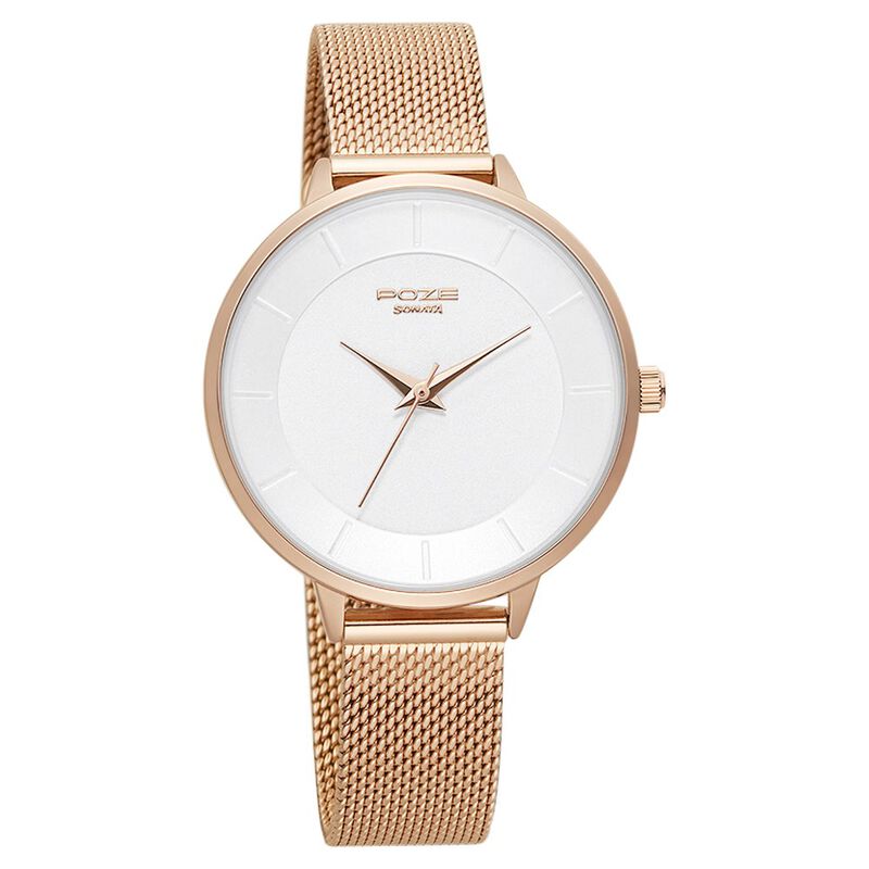 Buy Online Poze by Sonata Quartz Analog White Dial Stainless Steel