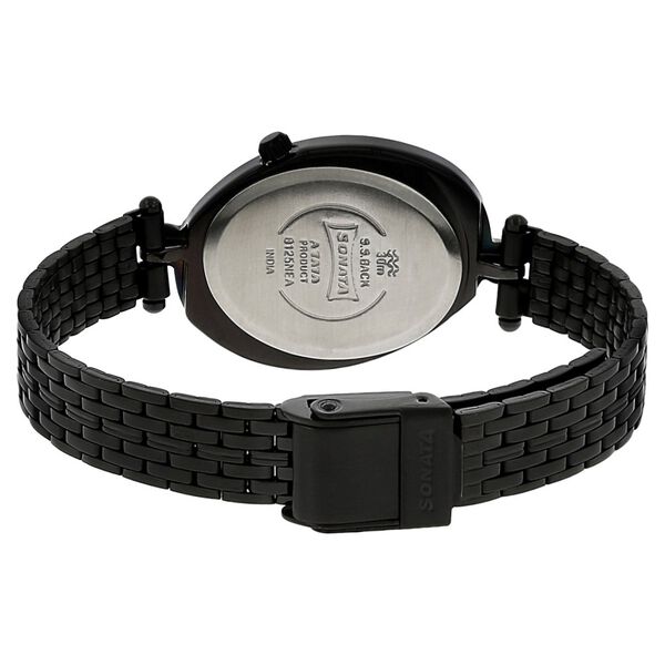 Sonata Quartz Analog Black Dial Stainless Steel Strap Watch for Women - image number 3