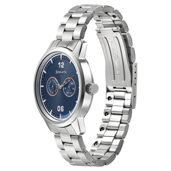Sonata Quartz Analog Blue Dial Metal Strap Watch for Men - image number 1