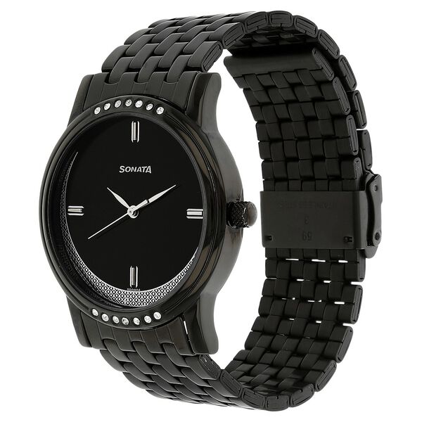 Sonata Quartz Analog Black Dial Stainless Steel Strap Watch for Men - image number 1