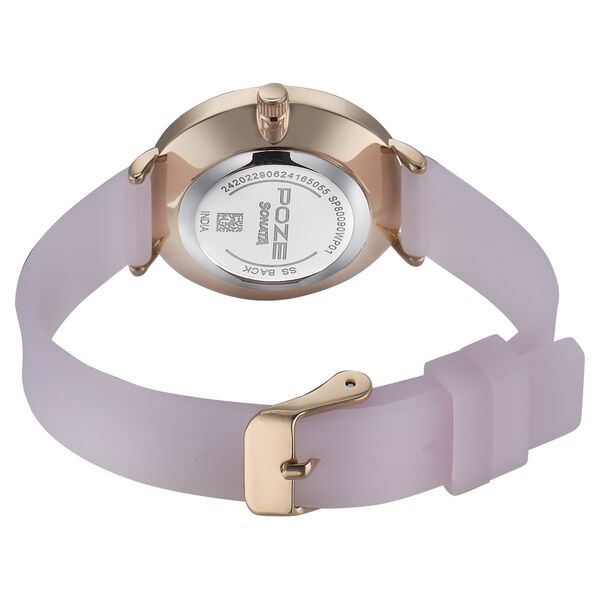 Sonata Poze Quartz Analog Pink Dial Pink Leather Strap Watch For Women - image number 5