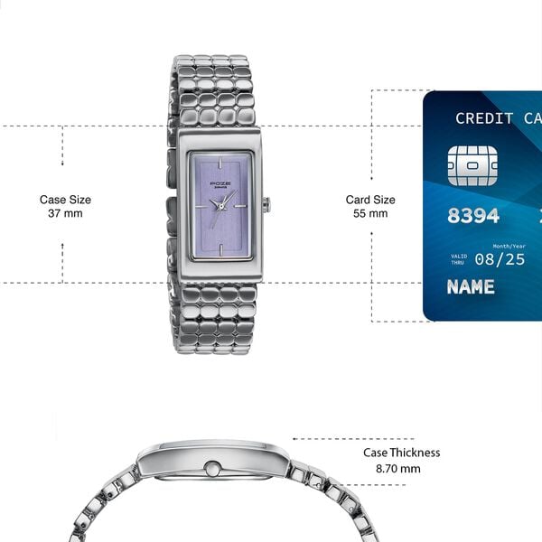 Poze Poze Quartz Analog Purple Dial Silver Metal Strap Watch For Women - image number 3