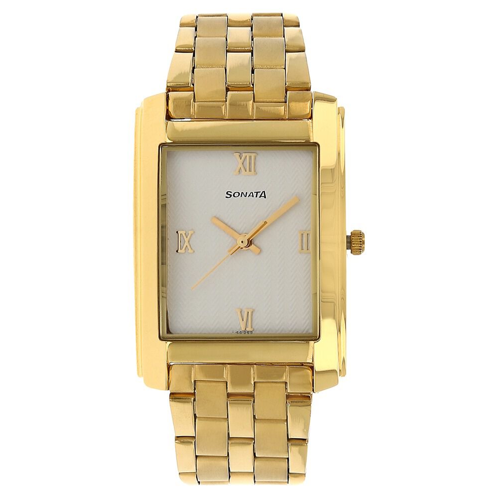 Buy Online Sonata Quartz Analog White Dial Stainless Steel Strap Watch for Men ns7953ym01 Sonata