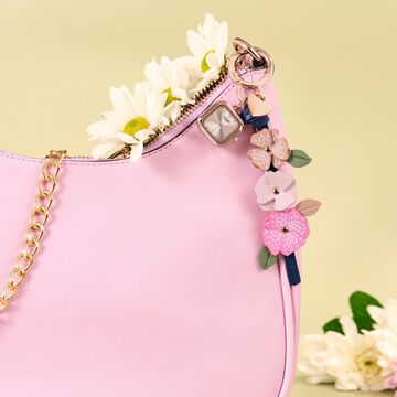 Key Chain Watch By Sonata Quartz Analog Rose Gold Dial Pink Leather Key Chain Strap Watch For Women