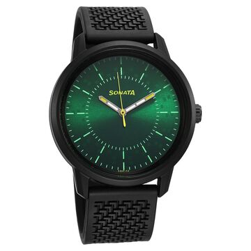 Sonata Volt Quartz Analog Green Dial Polyurethane Strap Watch for Men