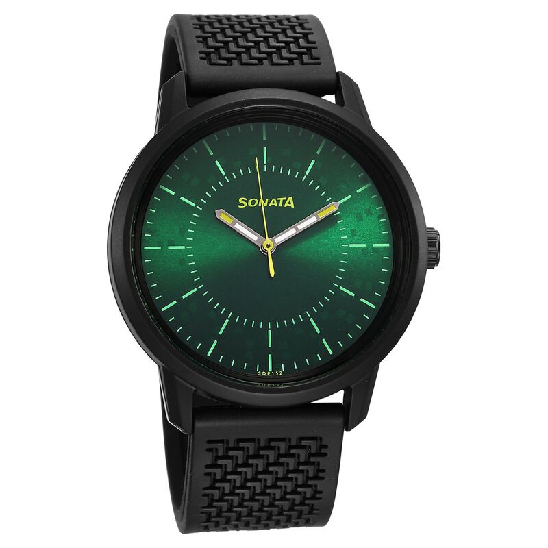 Buy Online Sonata Volt Quartz Analog Green Dial Polyurethane Strap