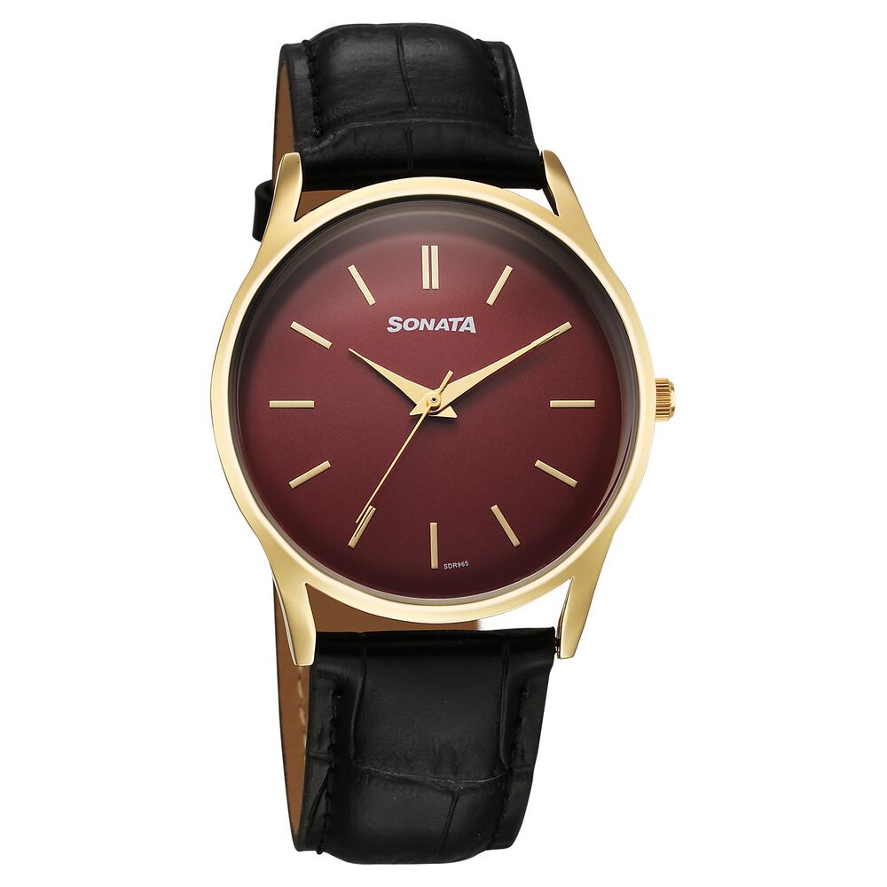 Sonata Eternia Quartz Analog Maroon Dial Leather Strap Watch For Men-picture-10