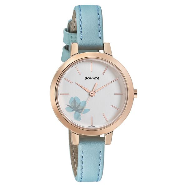 Sonata Blush It Up White Dial Women Watch With Leather Strap - image number 0