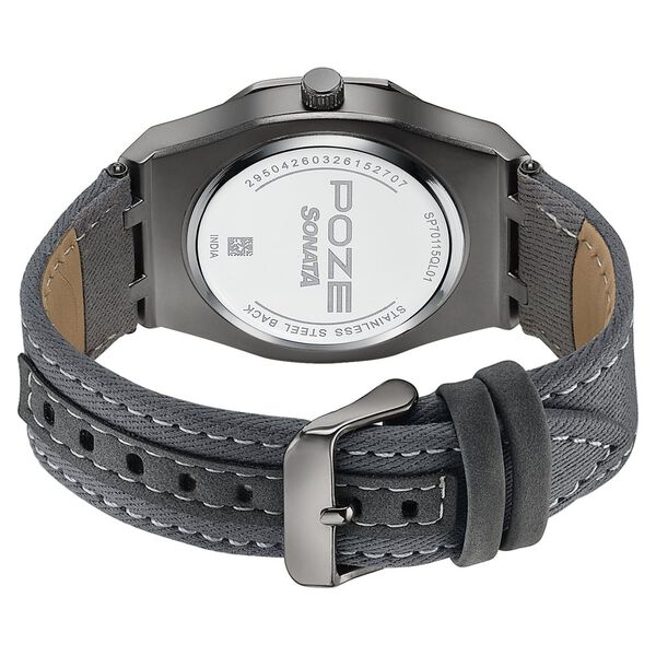 Poze Poze Quartz Analog Grey Dial Grey Denim Strap Watch For Men - image number 6