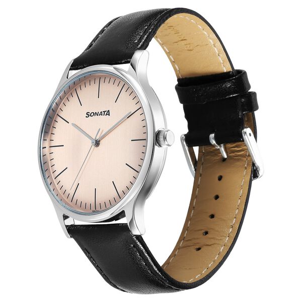 Sonata Aspire Quartz Analog Off White Dial Leather Strap Watch For Men - image number 2