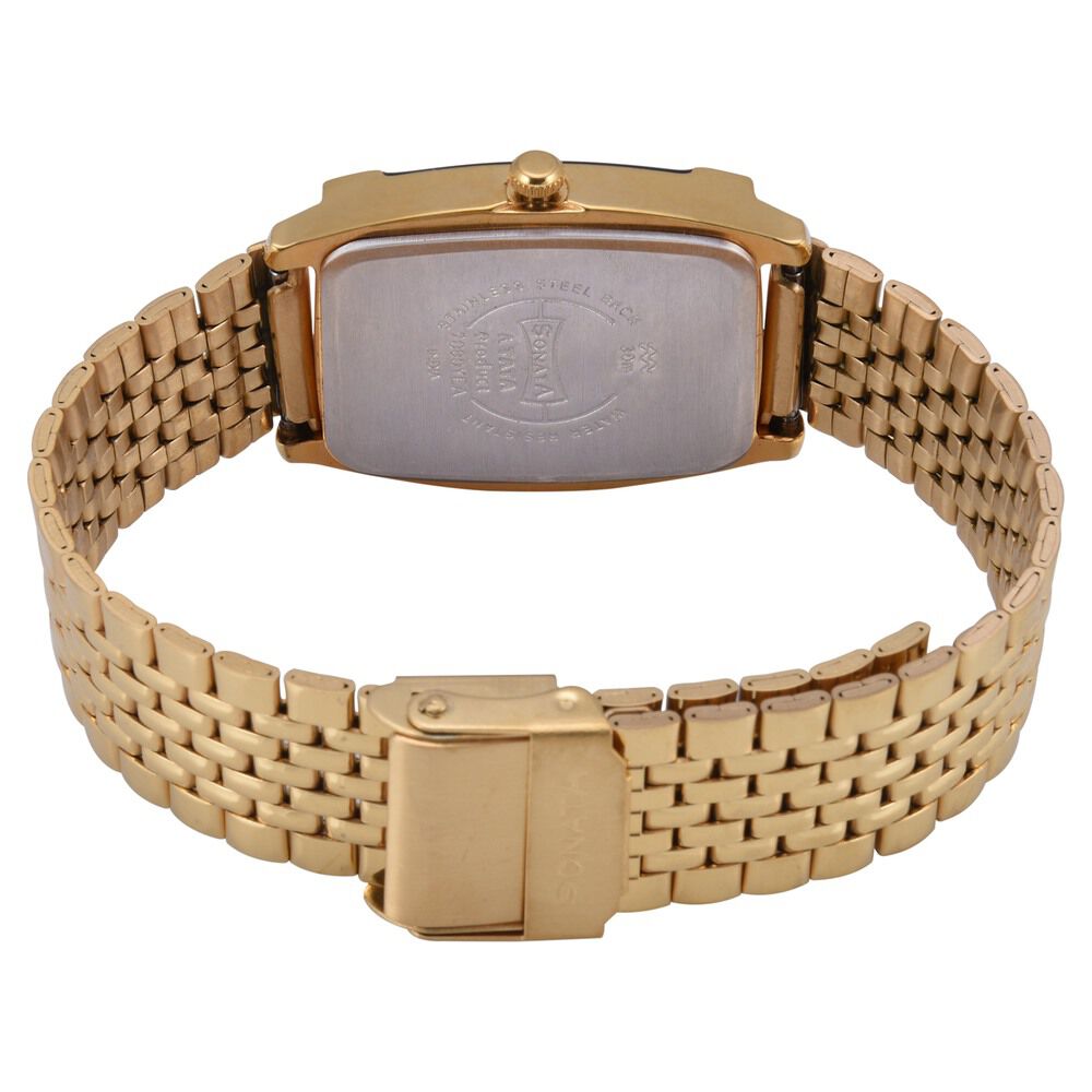 Sonata Quartz Analog Champagne Dial Stainless Steel Strap Watch