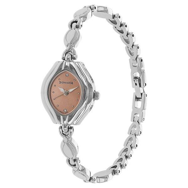 Sonata Quartz Analog Peach Dial Stainless Steel Strap Watch for Women - image number 1
