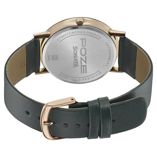 Sonata Poze Quartz Analog Green Dial Leather Strap Watch for Men - image number 4