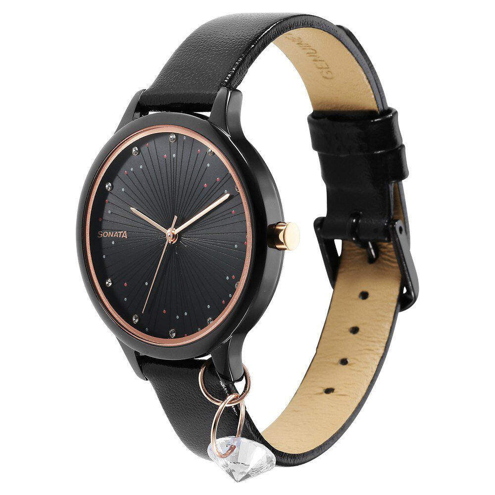 Sonata black best sale watches for womens