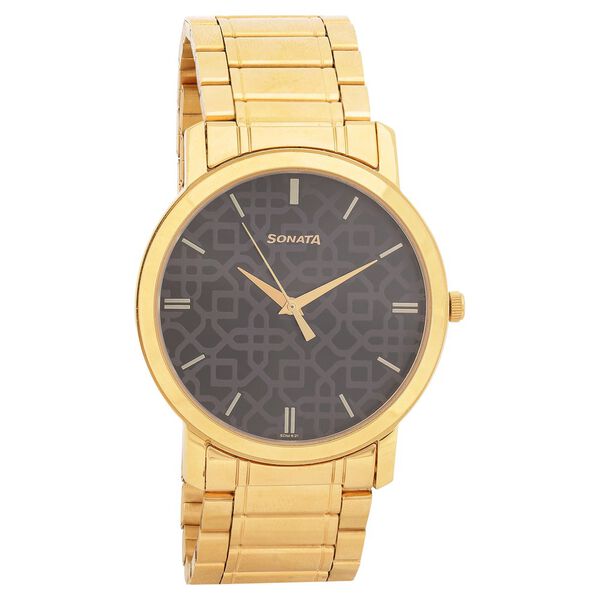 Sonata Quartz Analog Black Dial Stainless Steel Strap Watch for Men - image number 0