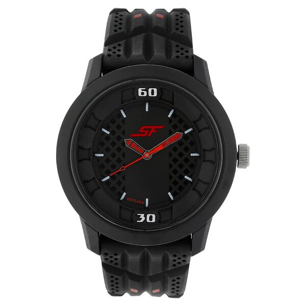 SF Quartz Analog Black Dial Plastic Strap Watch for Men - image number 0