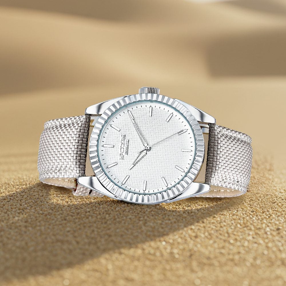 Poze By Sonata Quartz Analog White Dial Grey Nylon Strap Watch For Men-image-15