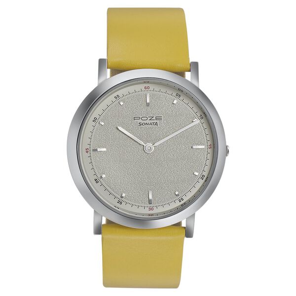 Sonata Poze Quartz Analog White Dial Leather Strap Watch for Men - image number 1