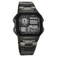 Sonata Hexa Digital Black Dial Brown Color Stainless Steel Strap Watch For Unisex