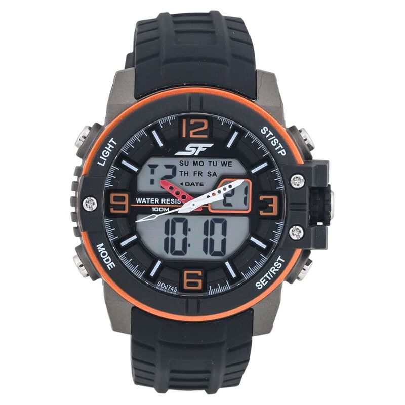 SF Quartz Analog Digital Dial Silicone Strap Watch for Men - image number 0