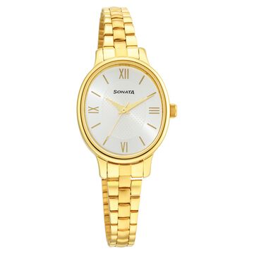 Sonata Classic�Gold Silver Dial Metal Strap Watch for Women