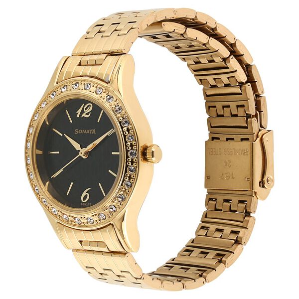 Sonata Stardust Black Dial Women Watch With Stainless Steel Strap - image number 1