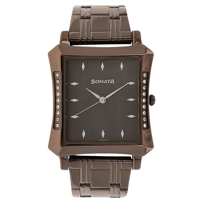 Sonata Quartz Analog Brown Dial Stainless Steel Strap Watch for Men - image number 0