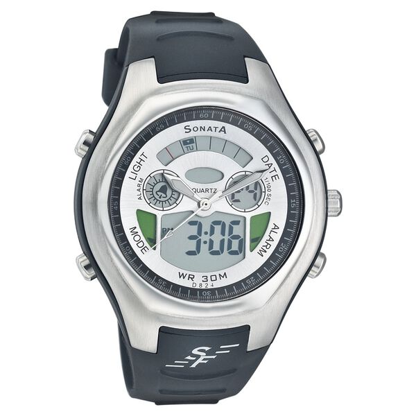 Sonata Quartz Analog Silver Dial Strap Watch for Men
