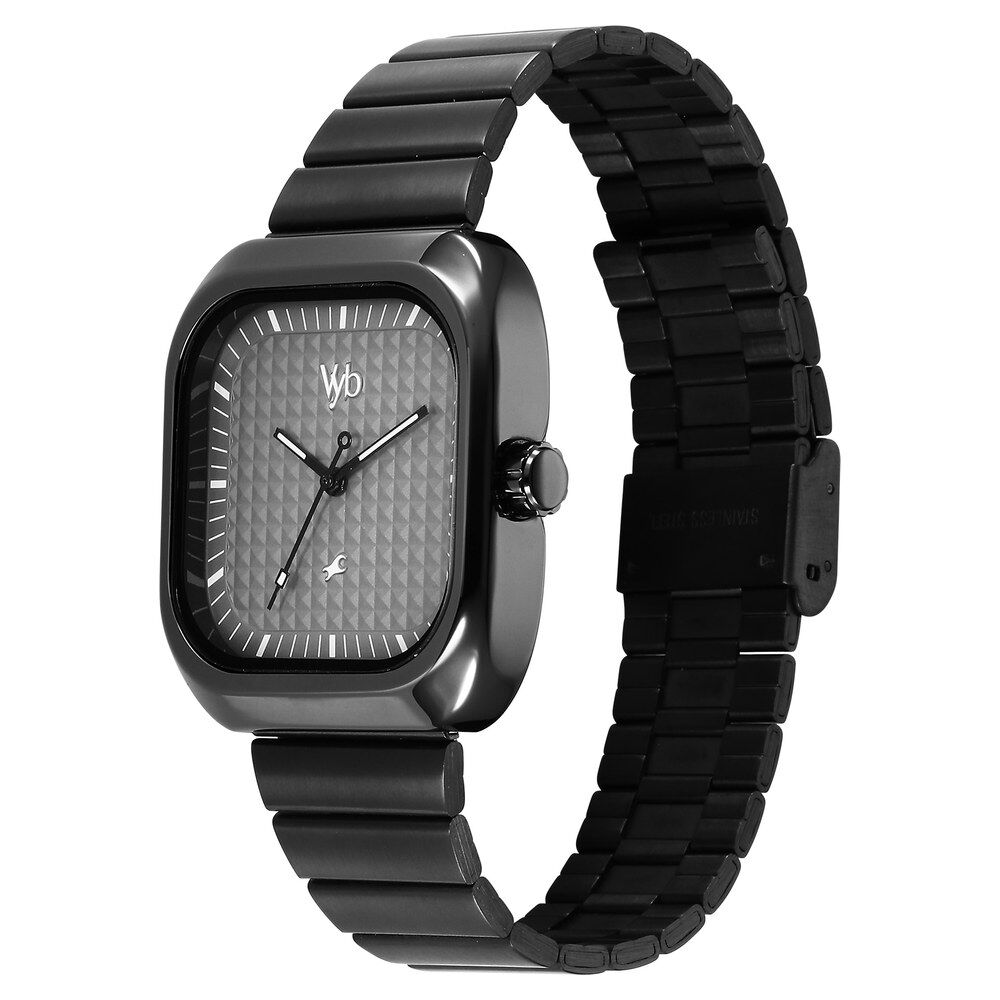 Fastrack Vyb Maverick Quartz Analog Grey Dial Grey Metal Strap Watch For Guys