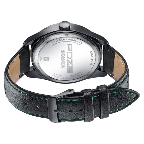Sonata Poze Quartz Analog Black Dial Black Colour Leather Strap Watch For Men - image number 6