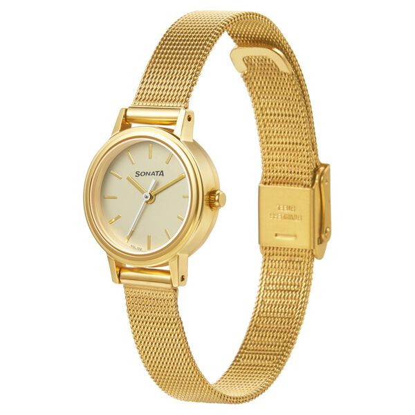Sonata Essentials Champagne Dial Women Watch With Stainless Steel Strap - image number 1