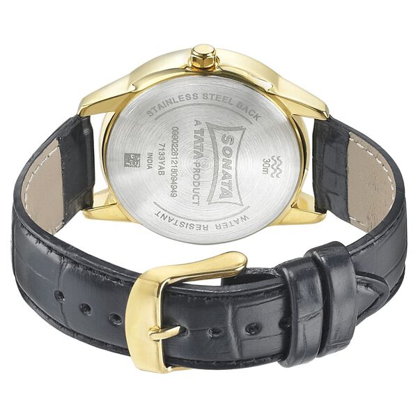 Sonata Quartz Analog Silver Dial Leather Strap Watch for Men - image number 3