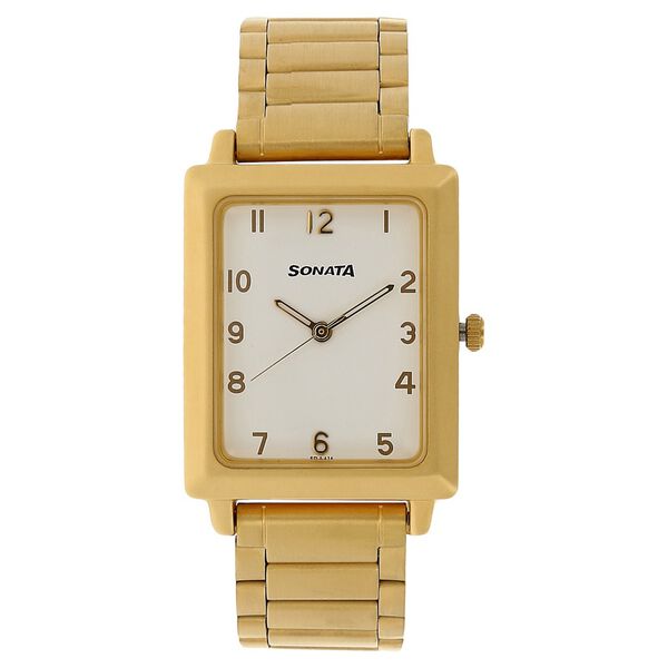 Sonata Quartz Analog White Dial Stainless Steel Strap Watch for Men - image number 0