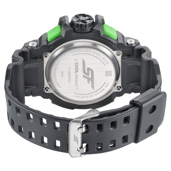 SF Quartz Analog Digital Black Dial PU Strap Watch for Men - image number 3