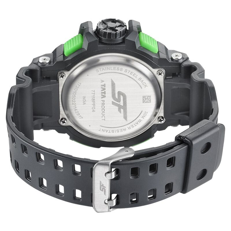 SF Quartz Analog Digital Black Dial PU Strap Watch for Men