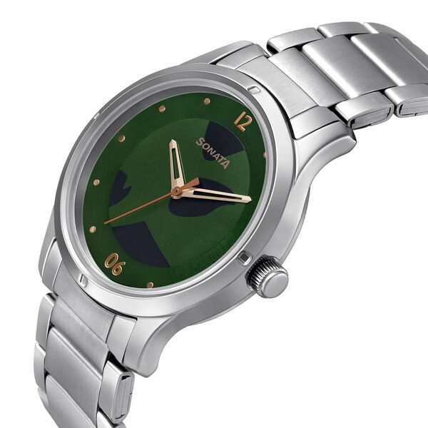 Sonata Women of Steel Green Dial Metal Strap Watch for Women - image number 2