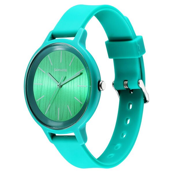Sonata Splash Quartz Analog Green Dial Plastic Strap Watch for Women - image number 2