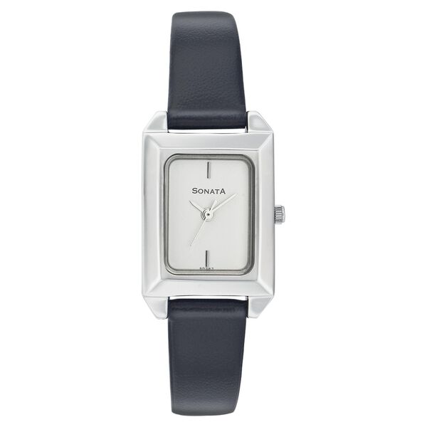 Sonata Quartz Analog Silver Dial Leather Strap Watch for Women - image number 0