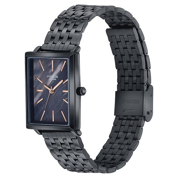 Sonata Poze Quartz Analog Black Dial Metal Strap Watch For Women - image number 3
