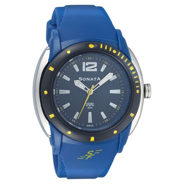 Sonata Quartz Analog Blue Dial Strap Watch for Men - image number 0
