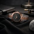 Sonata Vector Dusty Rose-Tone Dial Silver-Tone Bracelet Watch for Men