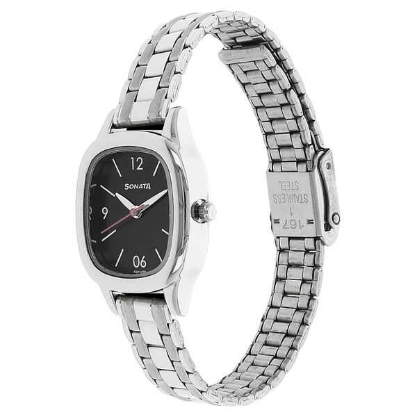 Sonata Quartz Analog Black Dial Stainless Steel Strap Watch for Women - image number 1