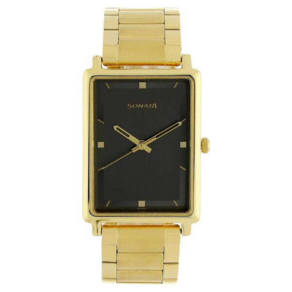 Sonata Quartz Analog Anthracite Dial Stainless Steel Strap Watch for Men - image number 0