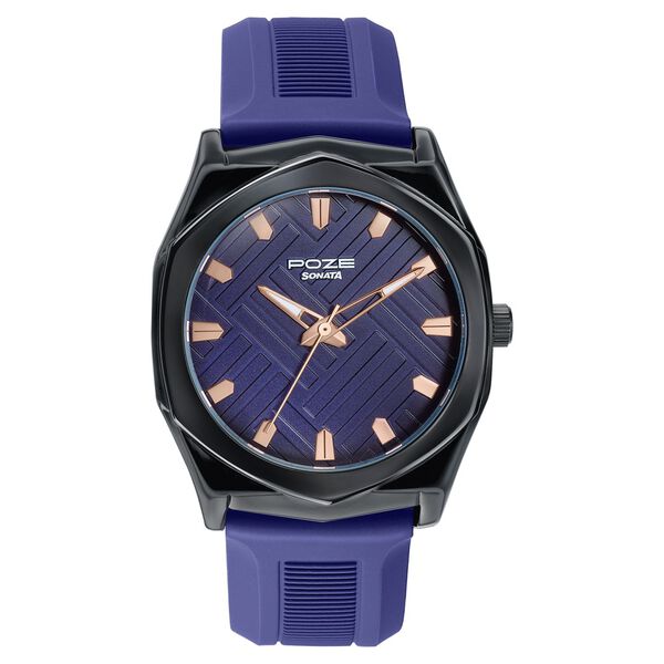 Poze By Sonata Quartz Analog Blue Dial Blue Silicone Strap Watch For Men - image number 1